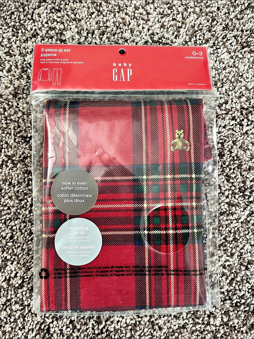 Gap Baby Plaid Pajama Set Baby 0-3M NWT